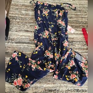 Old Navy Floral Jumpsuit - Navy and Pink